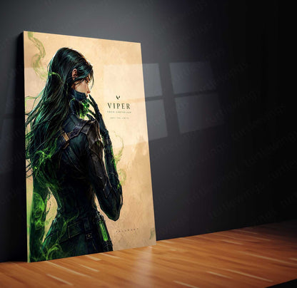 Game Metal Poster | Viper – Defy The Limits Metal Poster Valorant Inspired Wall Art | Toxic Power Gaming Metal Frame