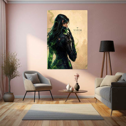 Game Metal Poster | Viper – Defy The Limits Metal Poster Valorant Inspired Wall Art | Toxic Power Gaming Metal Frame