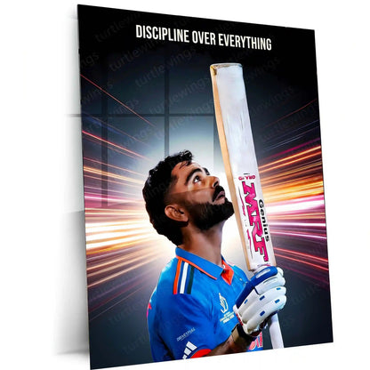 Cricket Metal Poster | Virat Kohli Metal Poster – Iconic Cricket Legend Wall Art 05 - TURTLEWINGS