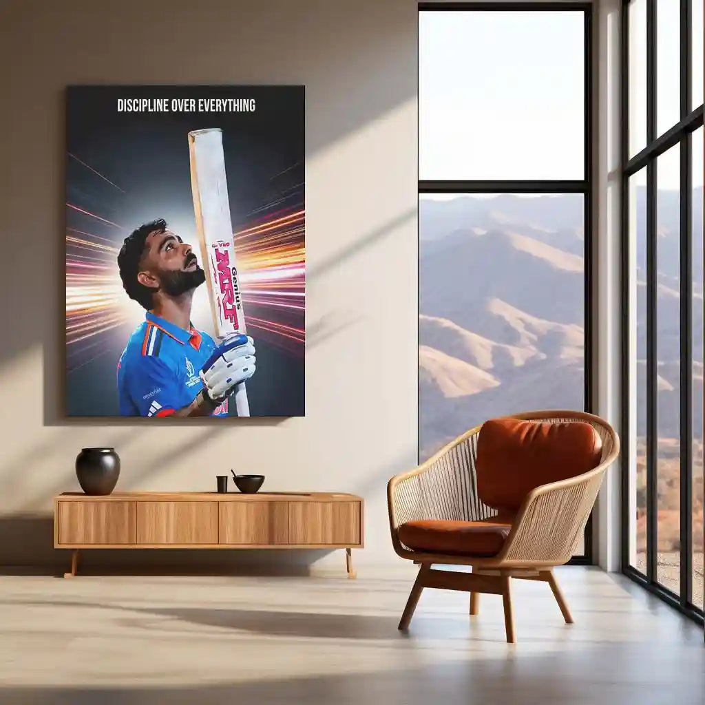 Cricket Metal Poster | Virat Kohli Metal Poster – Iconic Cricket Legend Wall Art 05 - TURTLEWINGS