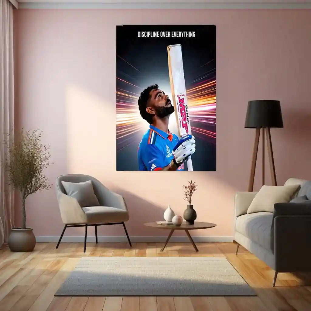 Cricket Metal Poster | Virat Kohli Metal Poster – Iconic Cricket Legend Wall Art 05 - TURTLEWINGS