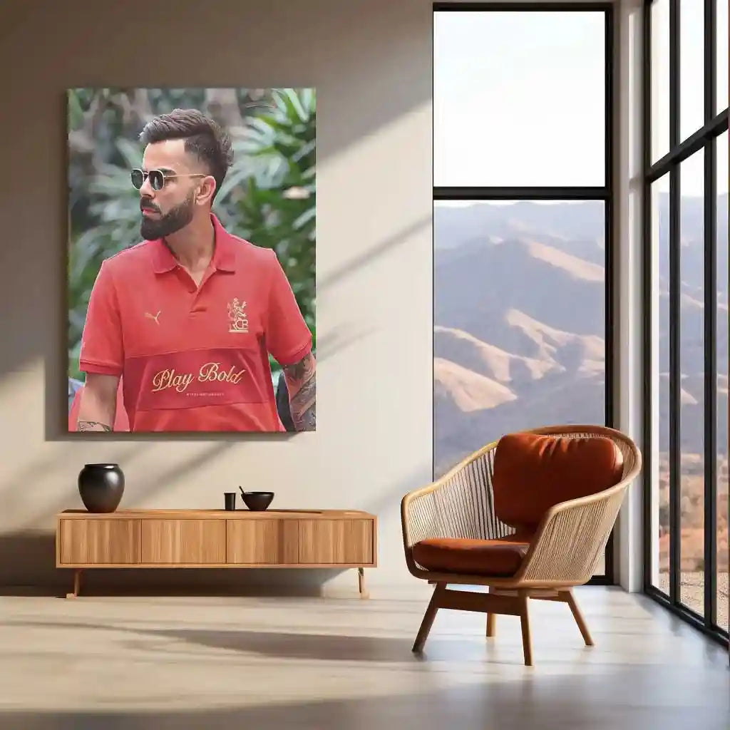 Sport Metal Poster | Virat Kohli Metal Poster | Cricket Legend Wall Art | Inspirational Sports Decor - TURTLEWINGS