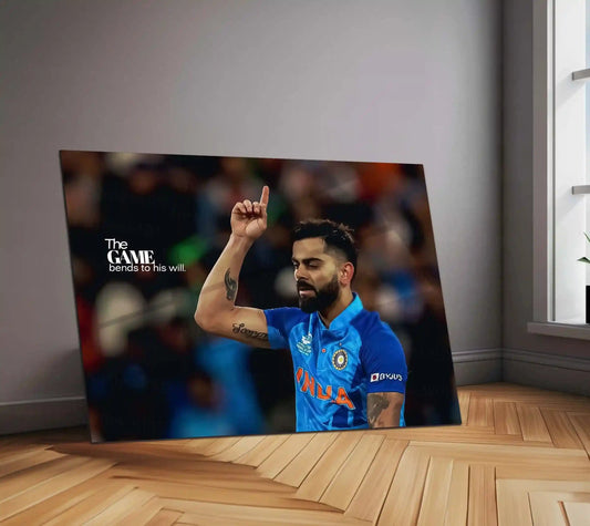 Virat Kohli – The Game Bends to His Will | Cricket Legend Metal Frame Poster - TURTLEWINGS