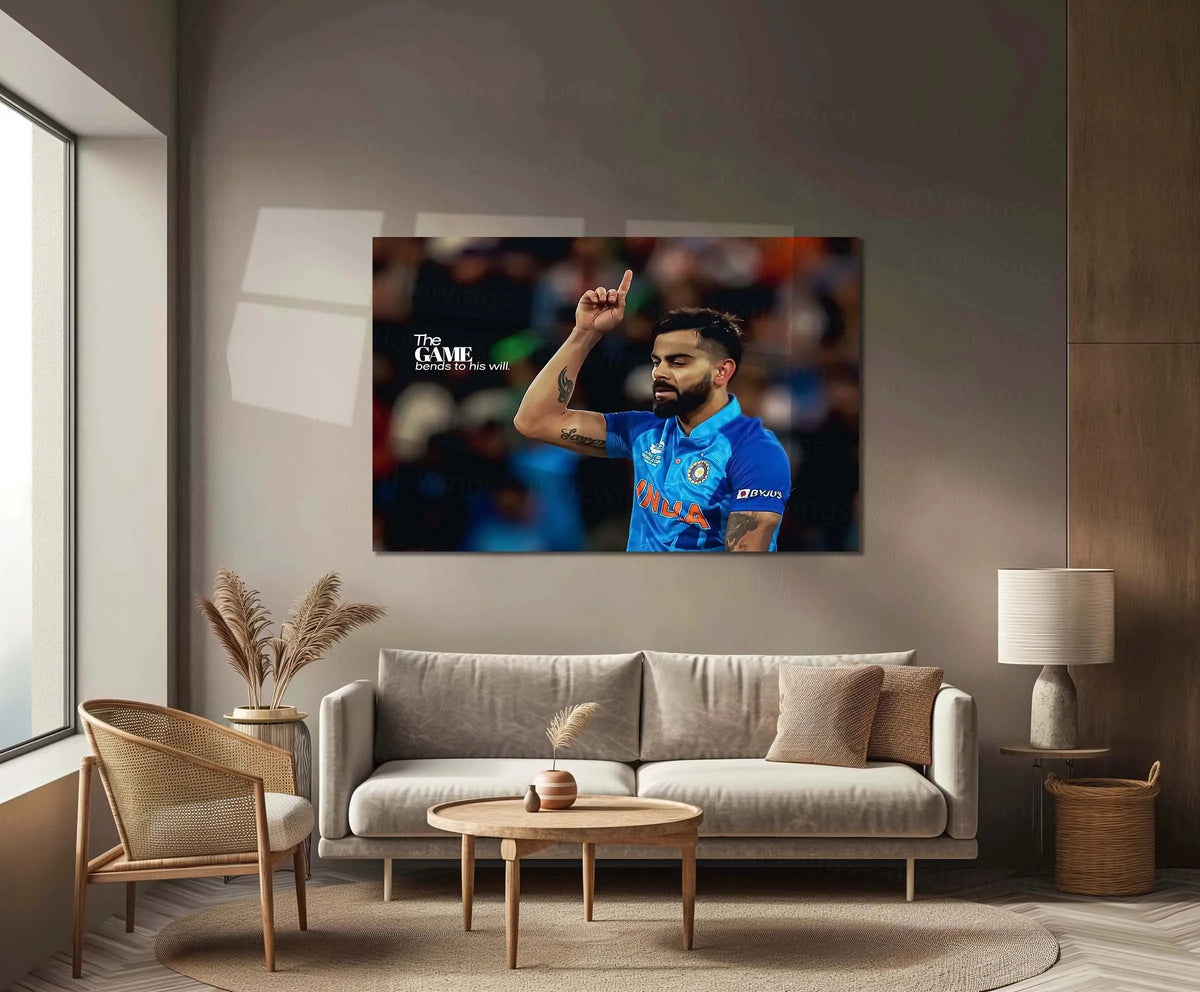 Virat Kohli – The Game Bends to His Will | Cricket Legend Metal Frame Poster - TURTLEWINGS