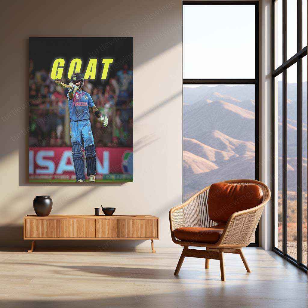 Virat Kohli GOAT Metal Poster – The King of Cricket Wall Art - TURTLEWINGS