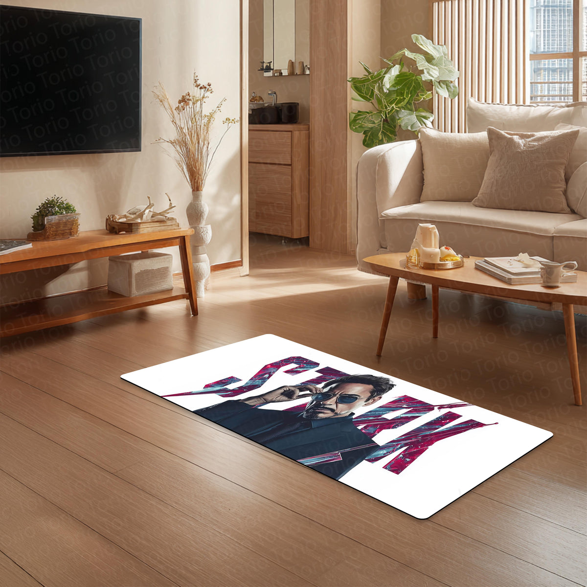 Tony Stark Iron Man Bedside Runner Flat Rug | Marvel Superhero Bedroom Runner Flat Rug for Gaming Room & Modern Decor