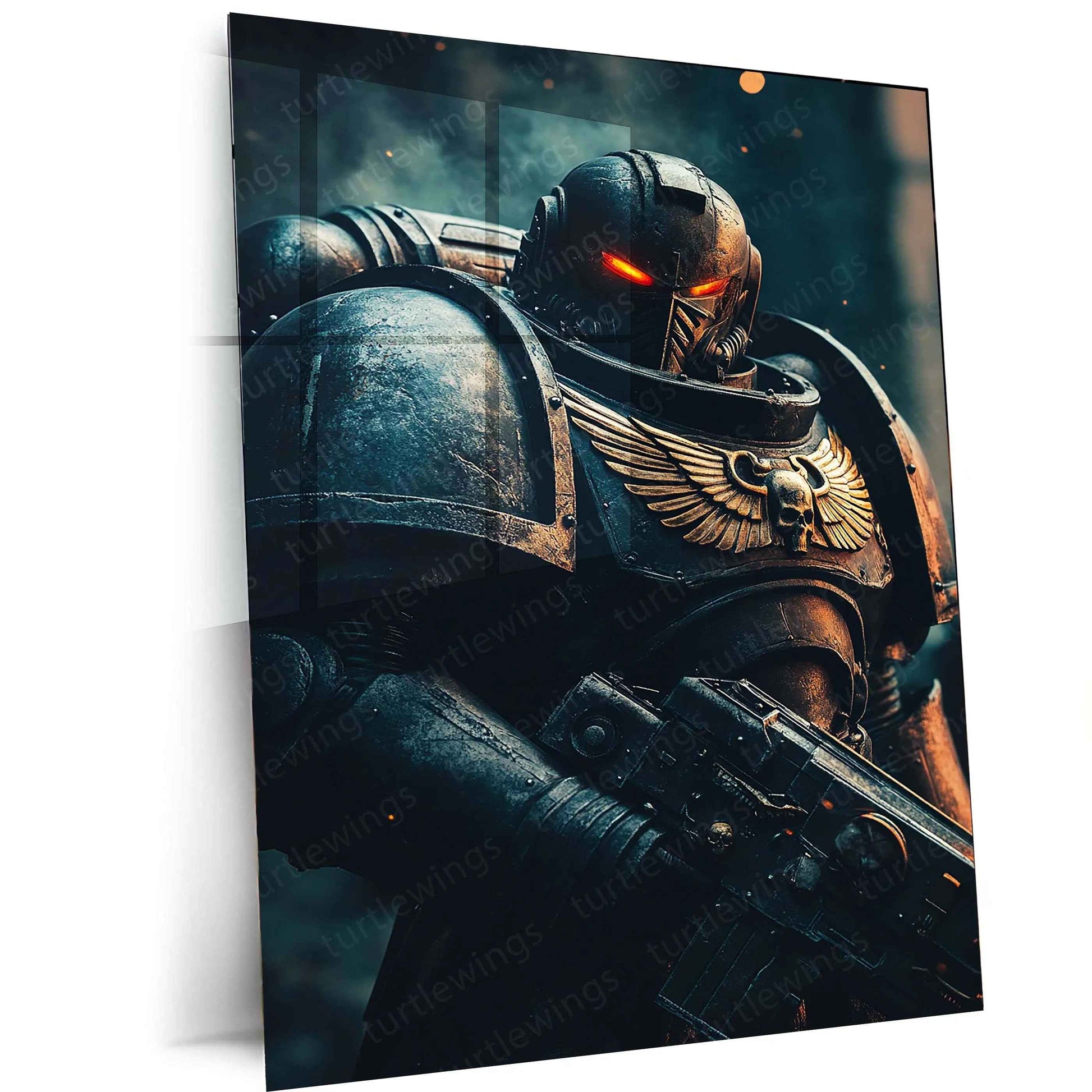 Warhammer Metal Poster | Epic Sci-Fi Fantasy Warrior Wall Art - TURTLEWINGS