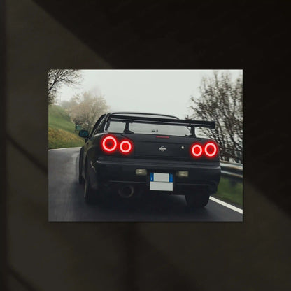 LED | 🏁 Nissan Skyline GT-R R34 Neon LED Metal Poster | JDM Legend Wall Art | Street Racer Glow Decor 01 - TURTLEWINGS
