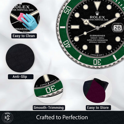 Rolex Submariner "Hulk" Green Dial Round Flat Rug | Luxury Green Dive Watch Dial Flat Rug | Premium Collector Round Floor Decor