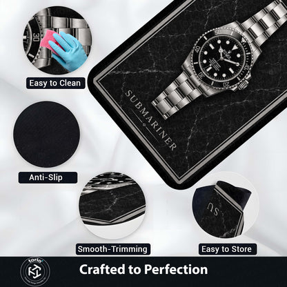 Submariner Luxury Flat Rug | Premium Dive Watch Inspired Flat Rug | Minimalist Watch Collector Home Decor