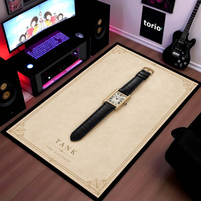 Tank Luxury Flat Rug | Premium Tank Watch Flat Rug | Classic Dress Watch Home Decor