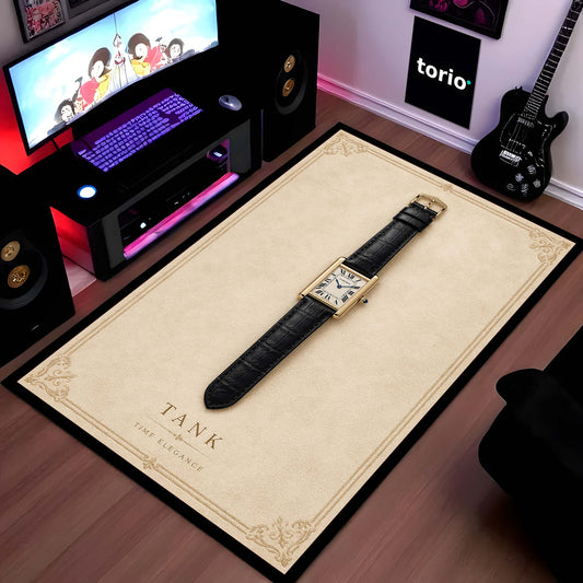 Tank Luxury Flat Rug | Premium Tank Watch Flat Rug | Classic Dress Watch Home Decor