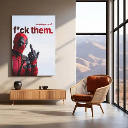Quote Metal Poster | Deadpool – Why Do You Care? F*ck Them. Metal Frame Unfiltered Confidence & Zero-Approval Mindset Wall Art | Savage Truth Quote Metal Poster - TURTLEWINGS