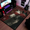 Black & White Horse with Red Blindfold Area Flat Rug | Aesthetic Animal Floor Mat | Modern Artistic Flat Rug for Bedroom, Living Room, Gaming Setup & Home Decor