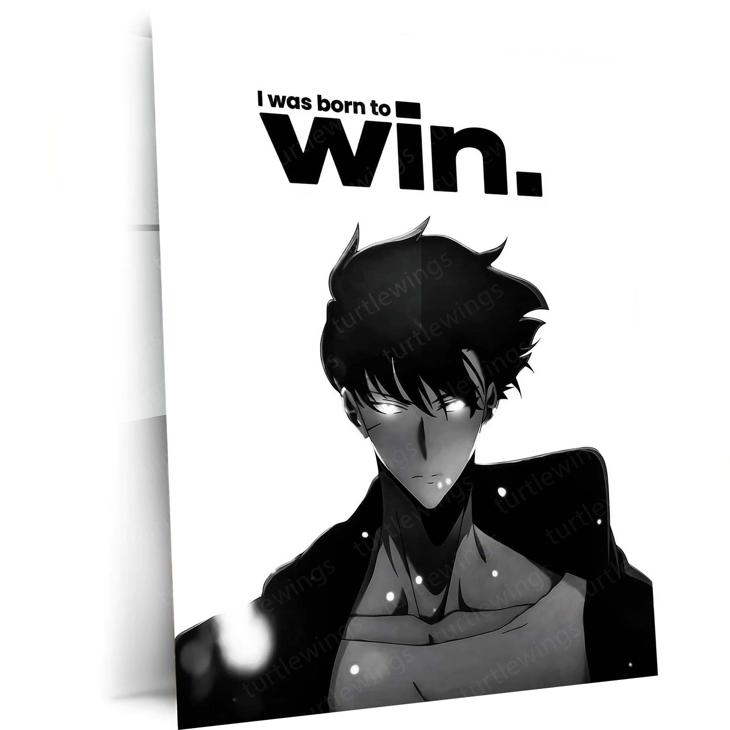 Anime Metal Poster | Sung Jin-Woo – Born To Win Metal Poster Solo Leveling Inspired Wall Art | Victory Mindset Anime Metal Frame