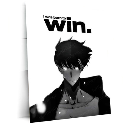 Anime Metal Poster | Sung Jin-Woo – Born To Win Metal Poster Solo Leveling Inspired Wall Art | Victory Mindset Anime Metal Frame