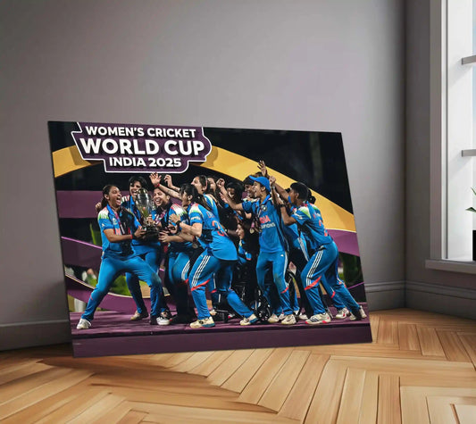 India Women’s Cricket Team – ICC Women’s World Cup 2025 Champions Trophy Celebration | Limited Edition Metal Frame Poster - TURTLEWINGS