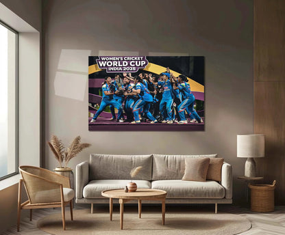 India Women’s Cricket Team – ICC Women’s World Cup 2025 Champions Trophy Celebration | Limited Edition Metal Frame Poster - TURTLEWINGS