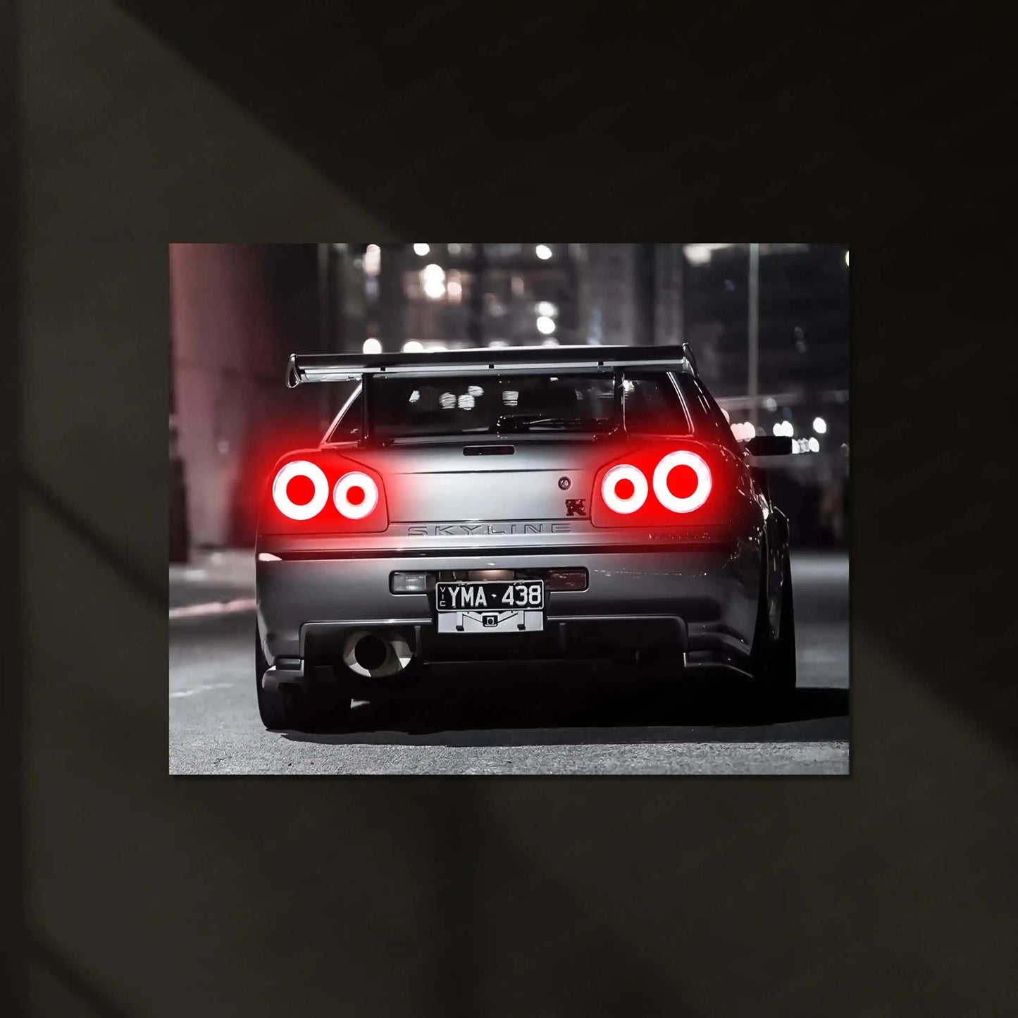 LED | 🏁 Nissan Skyline GT-R R34 Neon LED Metal Poster | JDM Legend Wall Art | Street Racer Glow Decor 02 - TURTLEWINGS
