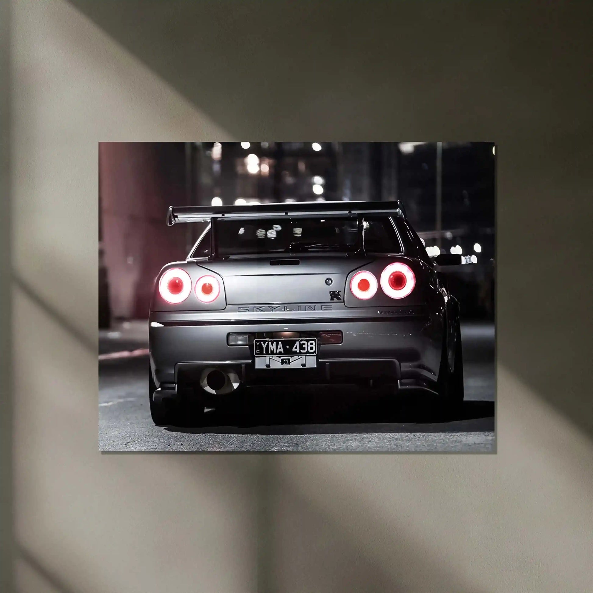LED | 🏁 Nissan Skyline GT-R R34 Neon LED Metal Poster | JDM Legend Wall Art | Street Racer Glow Decor 02 - TURTLEWINGS