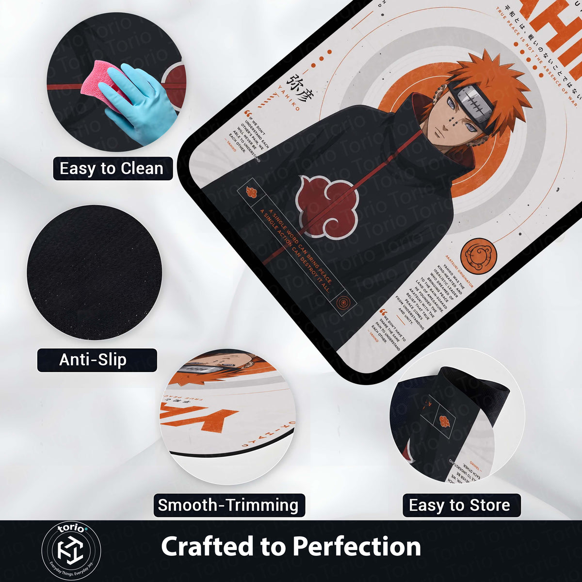 Naruto Yahiko Anime Character Flat Rug | Akatsuki Founder Yahiko Art Flat Rug | Premium Anime Gaming Room Floor Decor