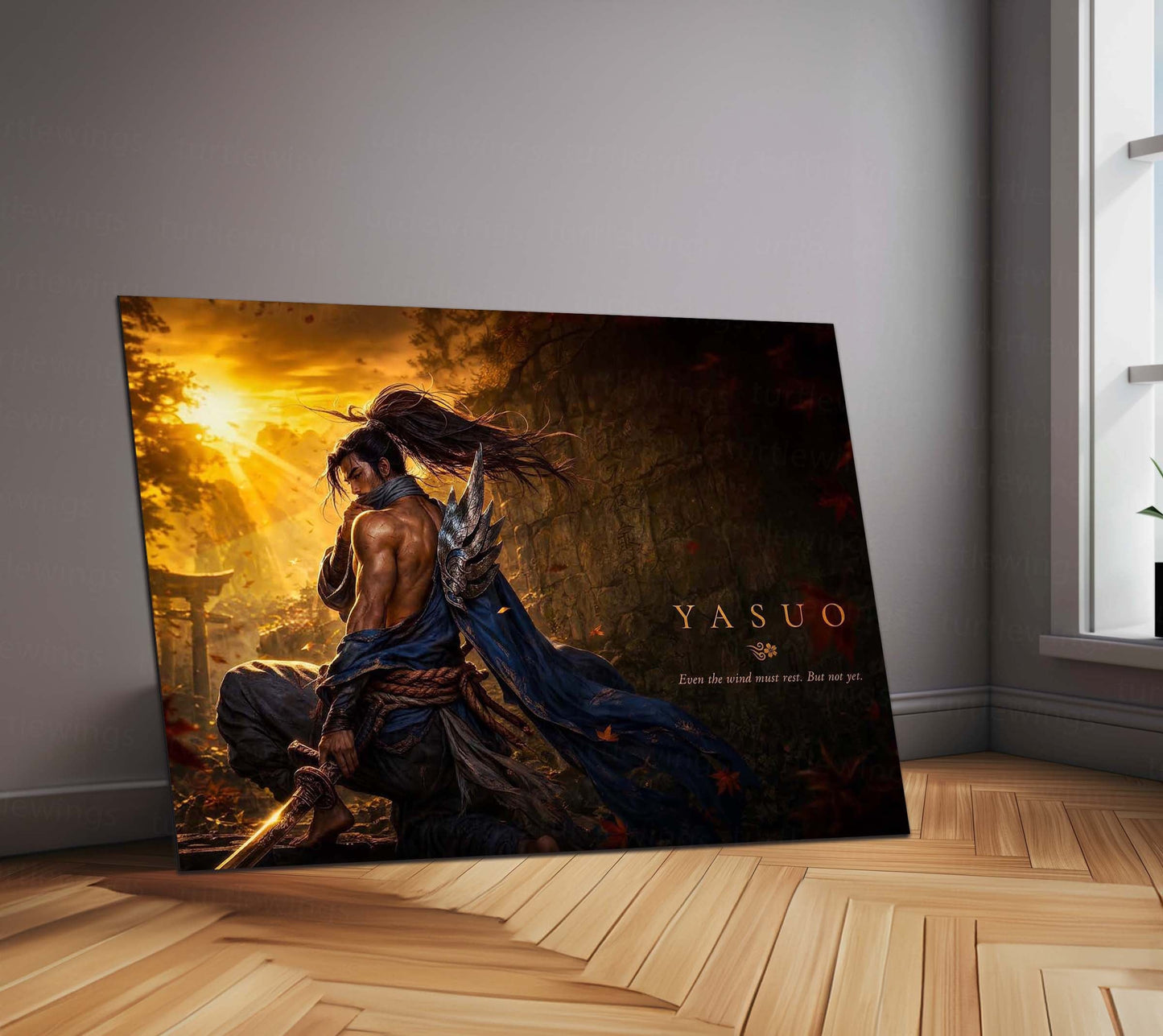Game Metal Poster | Yasuo – Even The Wind Must Rest Metal Poster League Inspired Wall Art | Samurai Warrior Gaming Metal Frame