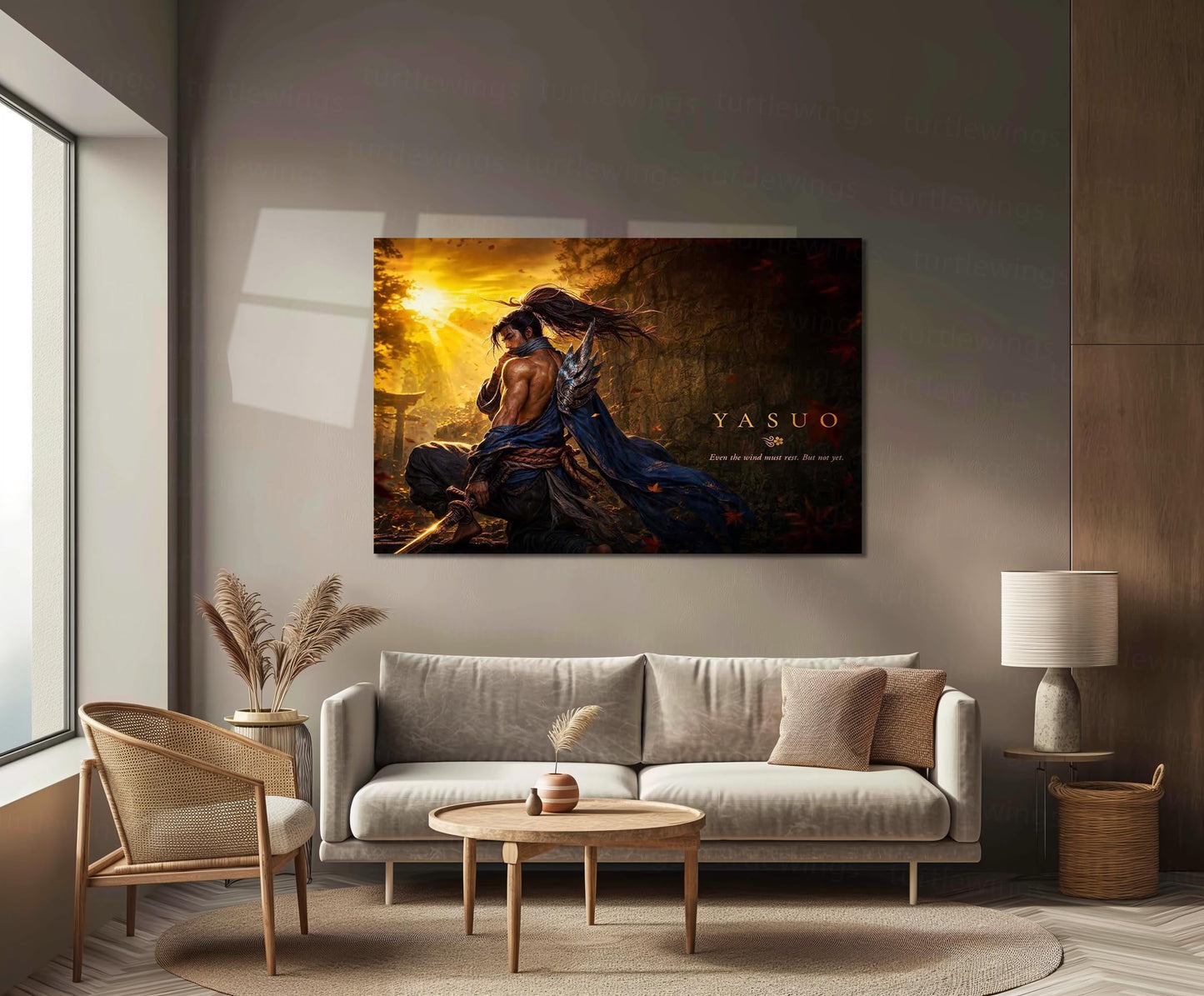 Game Metal Poster | Yasuo – Even The Wind Must Rest Metal Poster League Inspired Wall Art | Samurai Warrior Gaming Metal Frame