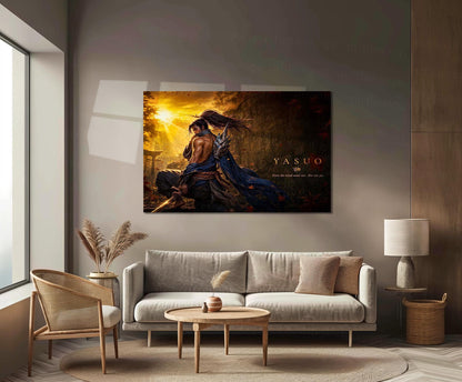 Game Metal Poster | Yasuo – Even The Wind Must Rest Metal Poster League Inspired Wall Art | Samurai Warrior Gaming Metal Frame