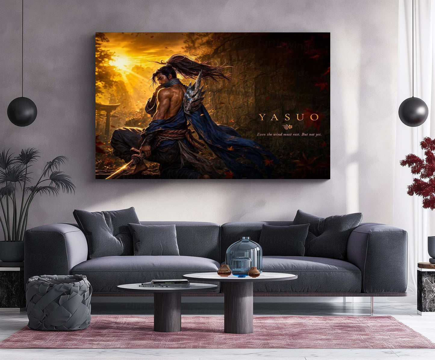 Game Metal Poster | Yasuo – Even The Wind Must Rest Metal Poster League Inspired Wall Art | Samurai Warrior Gaming Metal Frame