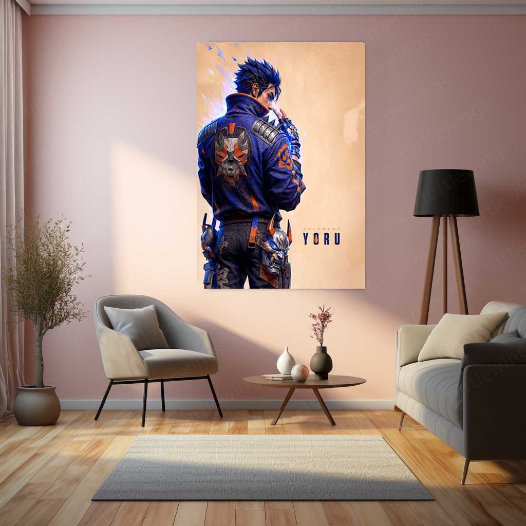Game Metal Poster | Yoru – Rift Walker Metal Poster Valorant Inspired Wall Art | Dimension Power Gaming Metal Frame