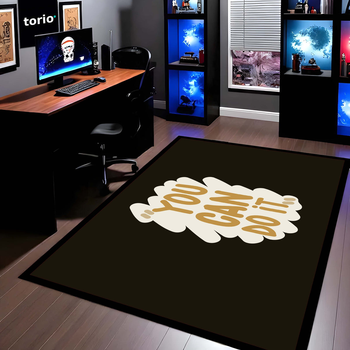You Can Do It Floor Mat (3 mm Thick) | Minimal Motivational Quote Flat Rug for Home, Study & Workout Spaces