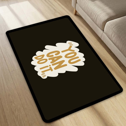 You Can Do It Floor Mat (3 mm Thick) | Minimal Motivational Quote Flat Rug for Home, Study & Workout Spaces