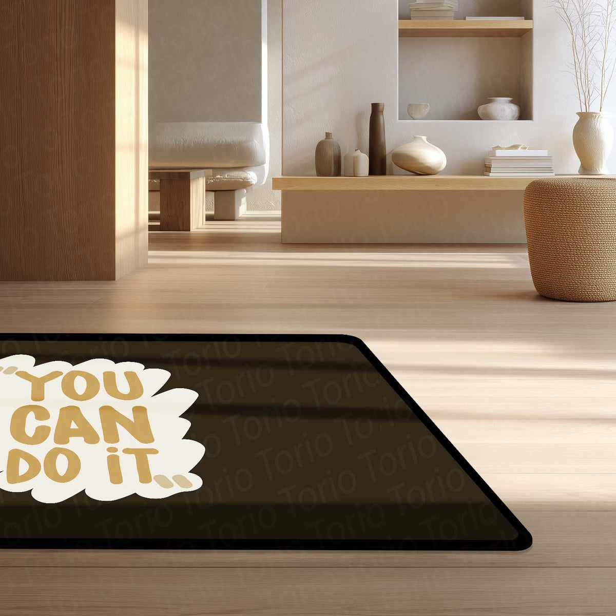 You Can Do It Floor Mat (3 mm Thick) | Minimal Motivational Quote Flat Rug for Home, Study & Workout Spaces