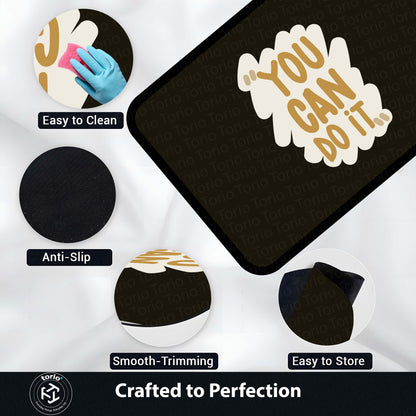 You Can Do It Floor Mat (3 mm Thick) | Minimal Motivational Quote Flat Rug for Home, Study & Workout Spaces