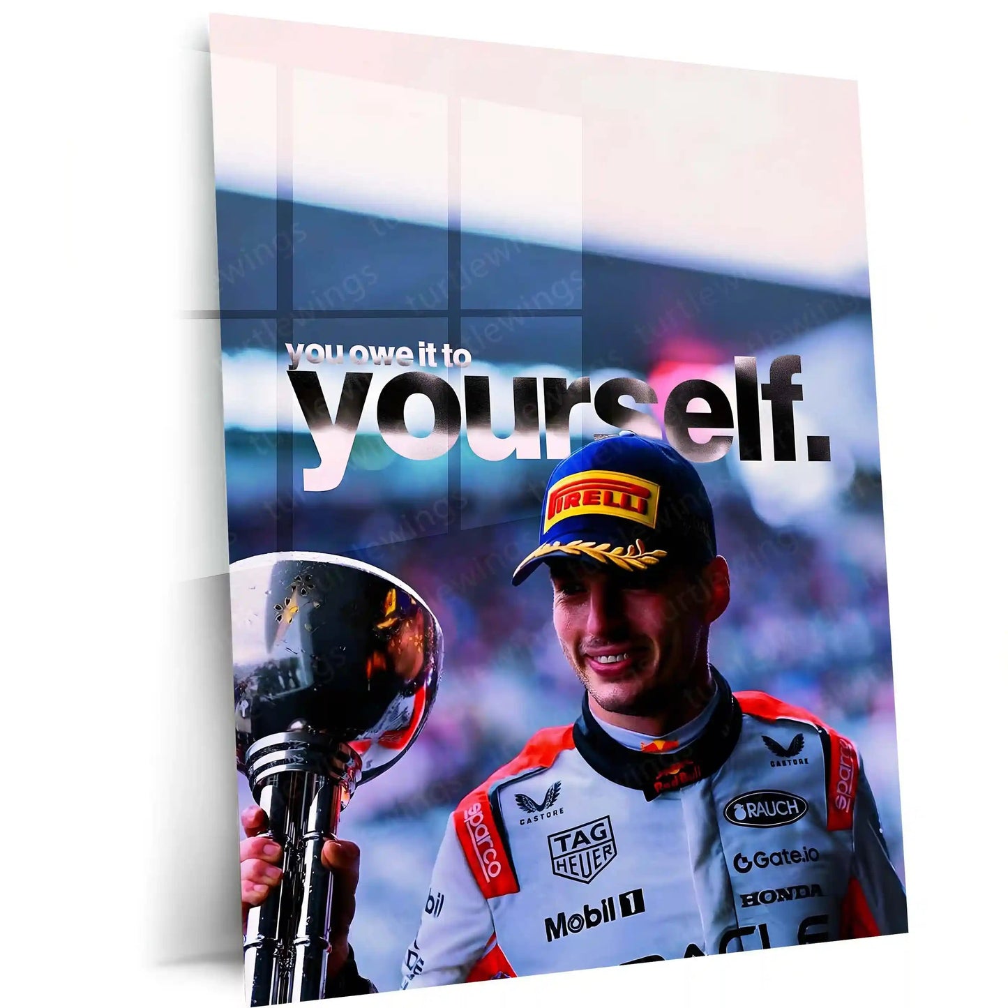 Quote Metal Poster | Max Verstappen – You Owe It To Yourself Metal Frame Self-Belief & Relentless Drive Wall Art | Champion Mindset Motivation Metal Poster - TURTLEWINGS