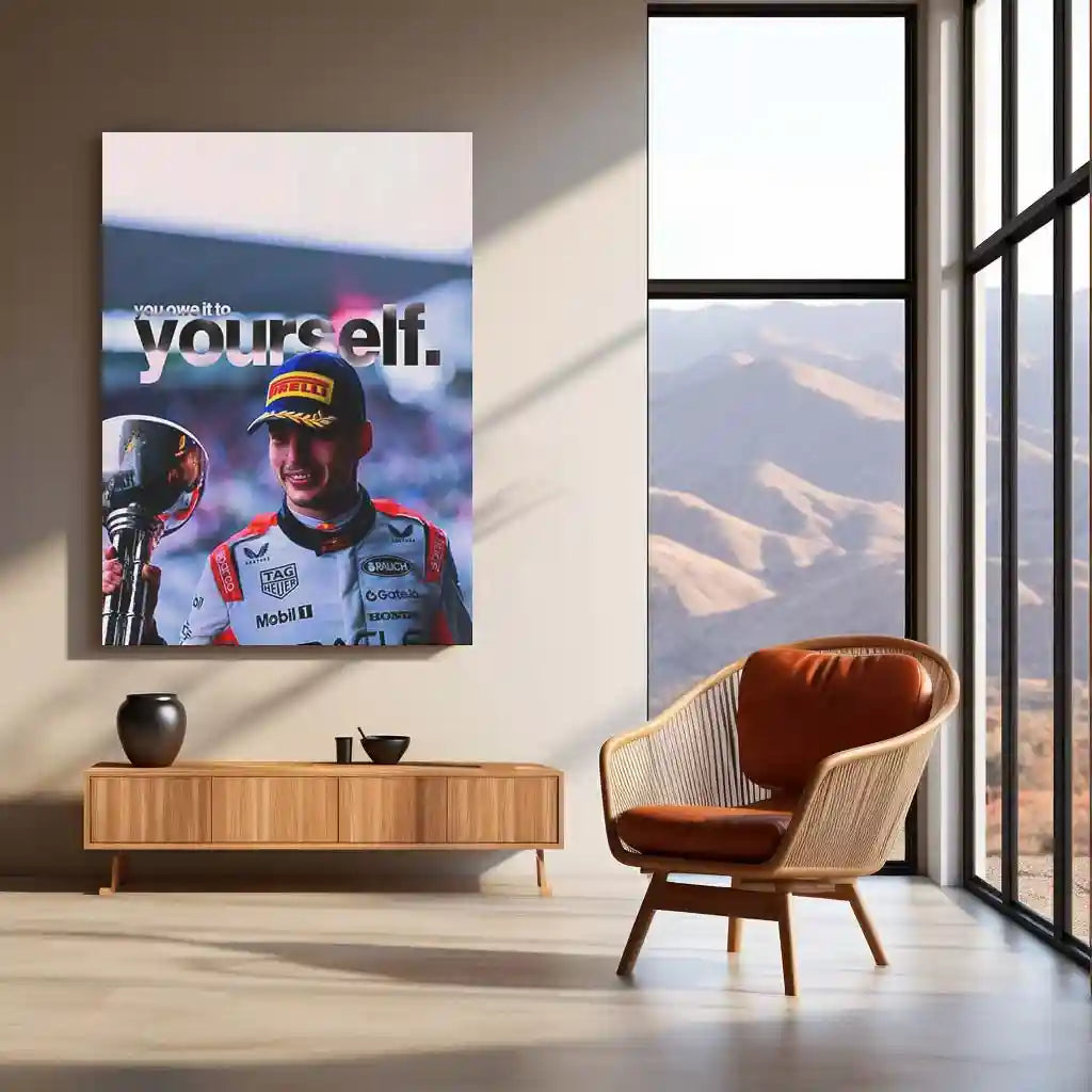Quote Metal Poster | Max Verstappen – You Owe It To Yourself Metal Frame Self-Belief & Relentless Drive Wall Art | Champion Mindset Motivation Metal Poster - TURTLEWINGS