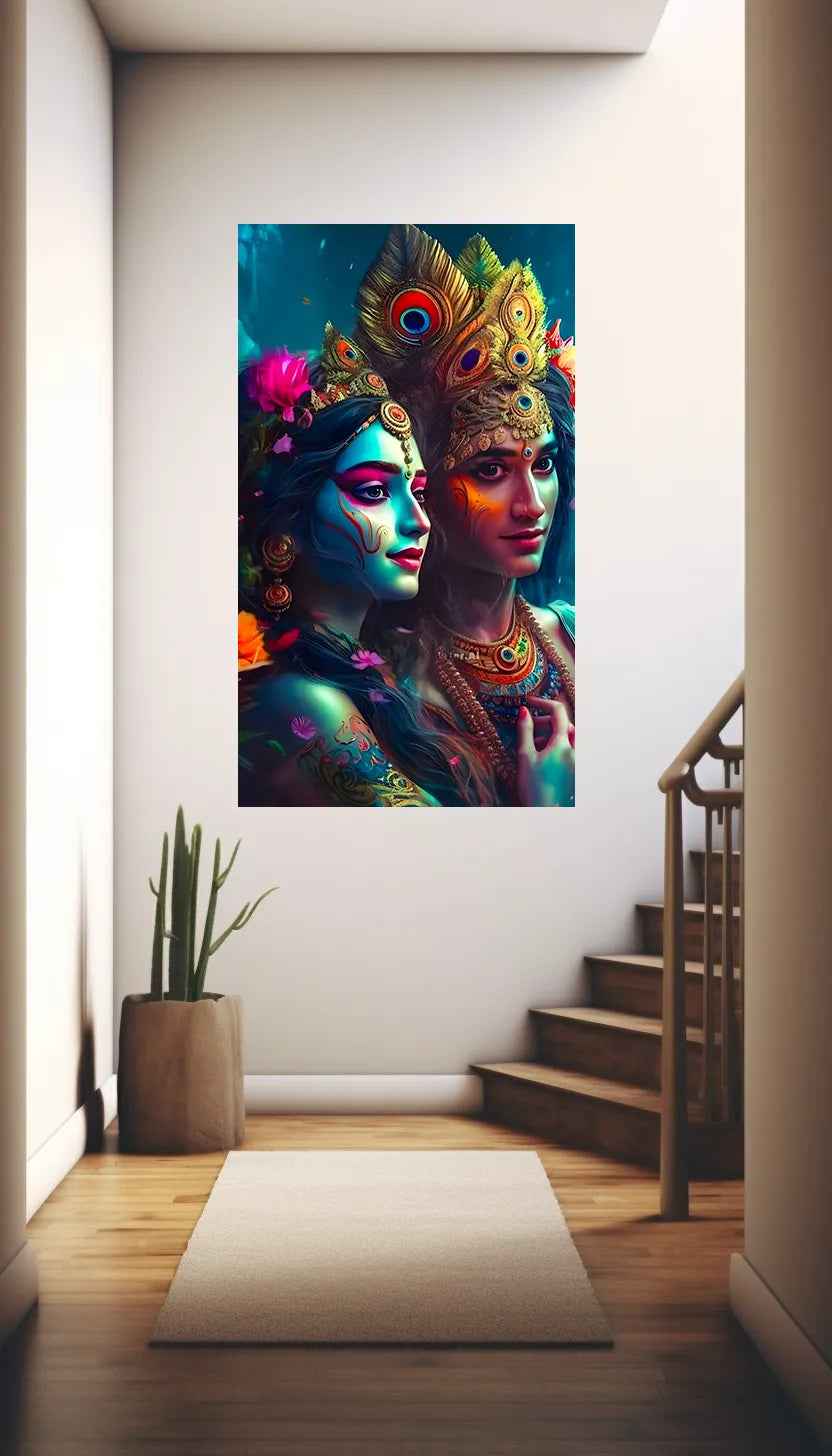 Radha Krishna Metal Poster - TURTLEWINGS
