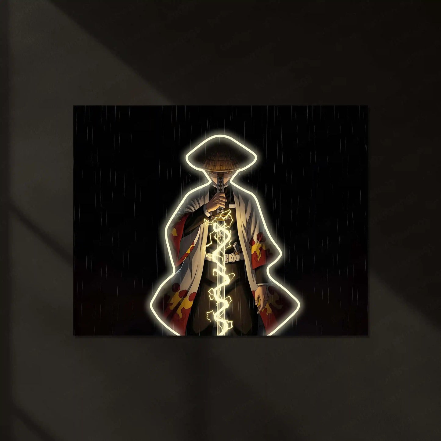Demon Slayer Zenitsu Neon LED Metal Frame | Thunder Breathing Anime Poster | Kimetsu no Yaiba Wall Art - TURTLEWINGS