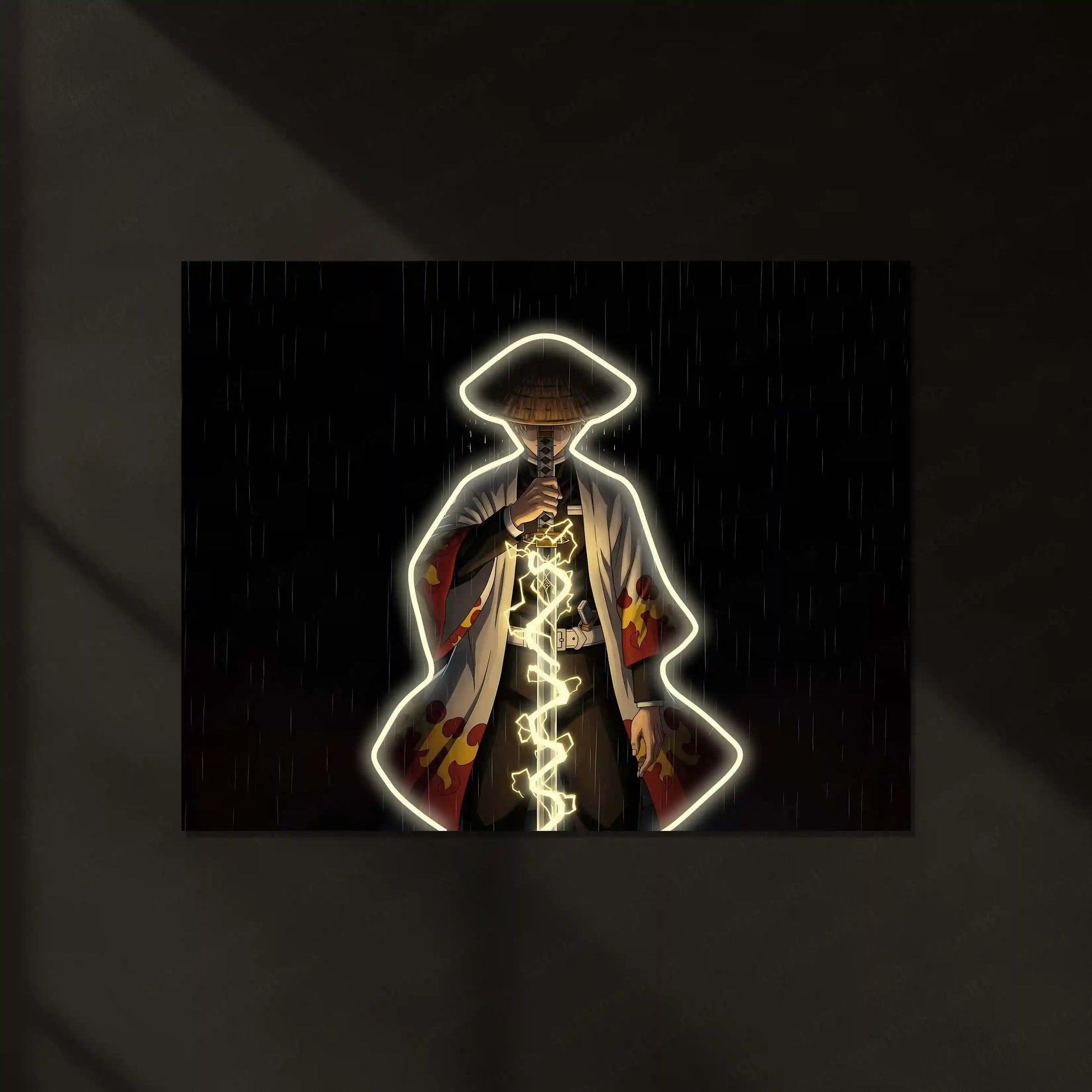 Demon Slayer Zenitsu Neon LED Metal Frame | Thunder Breathing Anime Poster | Kimetsu no Yaiba Wall Art - TURTLEWINGS