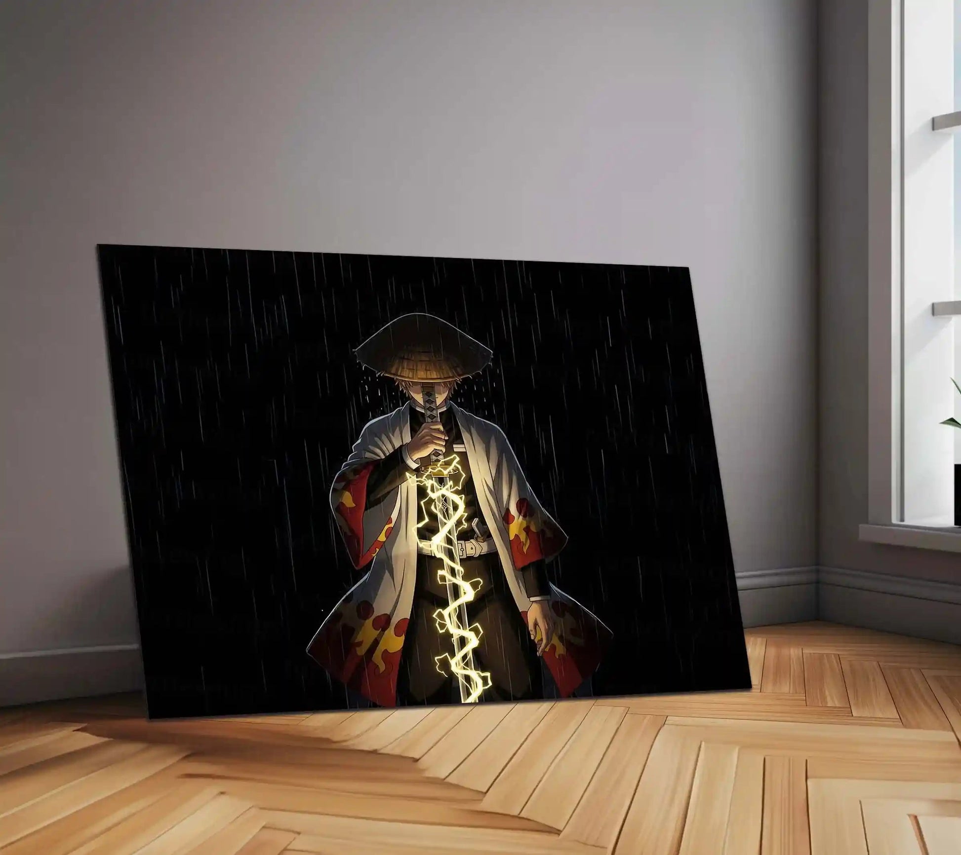 Anime Metal Poster | Zenitsu – Thunder Breathing | Demon Slayer Metal Frame | Anime Lightning Wall Art - TURTLEWINGS
