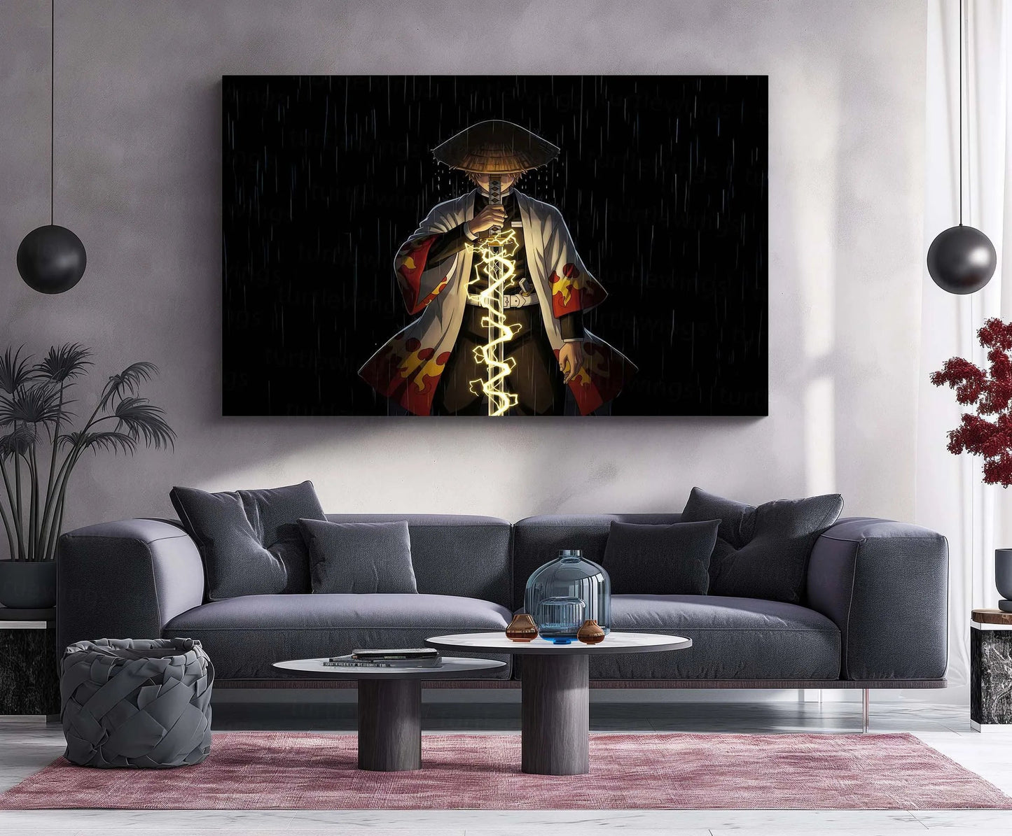 Anime Metal Poster | Zenitsu – Thunder Breathing | Demon Slayer Metal Frame | Anime Lightning Wall Art - TURTLEWINGS