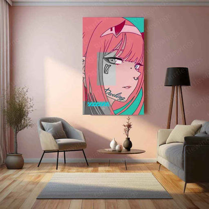 Zero Two Metal Poster – Darling in the Franxx Anime Wall Art - TURTLEWINGS