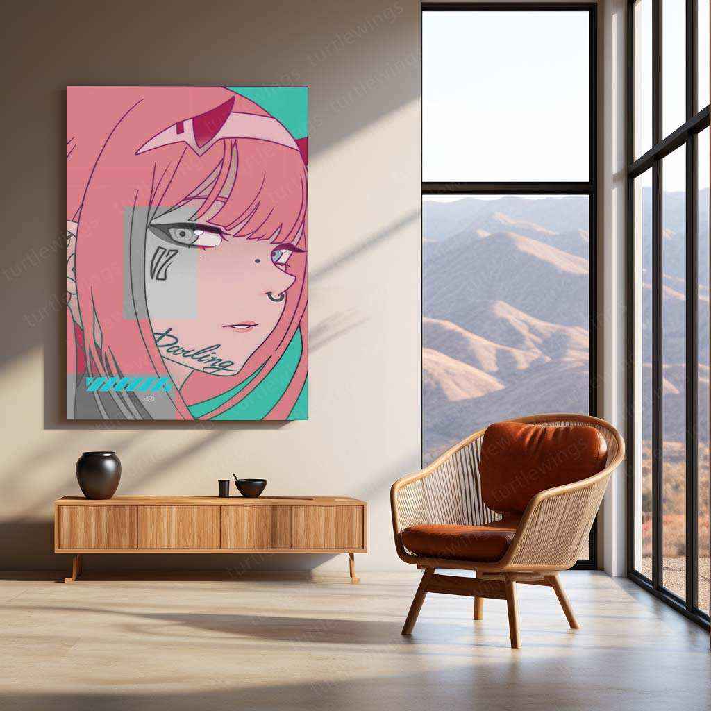 Zero Two Metal Poster – Darling in the Franxx Anime Wall Art - TURTLEWINGS