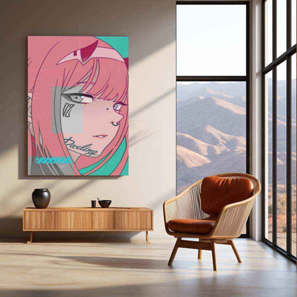 Zero Two Metal Poster – Darling in the Franxx Anime Wall Art - TURTLEWINGS