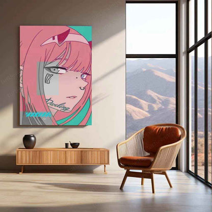 Zero Two Metal Poster – Darling in the Franxx Anime Wall Art - TURTLEWINGS
