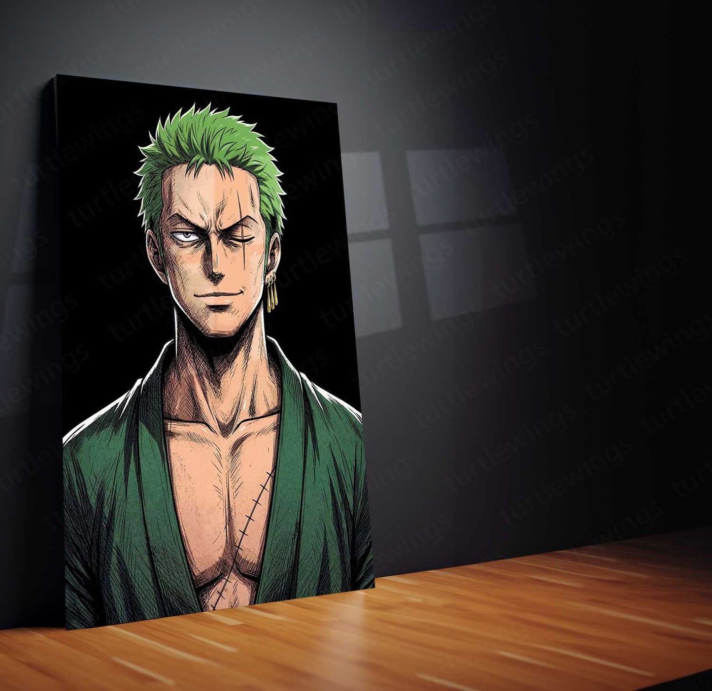Anime Metal Poster | Roronoa Zoro Portrait Metal Poster | One Piece Anime Wall Art | Premium Aluminum Print