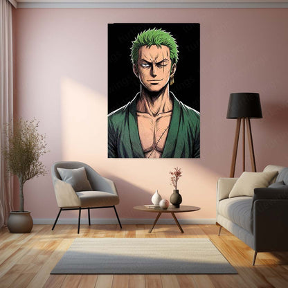 Anime Metal Poster | Roronoa Zoro Portrait Metal Poster | One Piece Anime Wall Art | Premium Aluminum Print