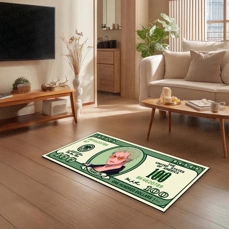 Roronoa Zoro Money Note Flat Rug | One Piece Anime Dollar Bill Inspired Bedroom Flat Rug for Gaming Room & Otaku Decor