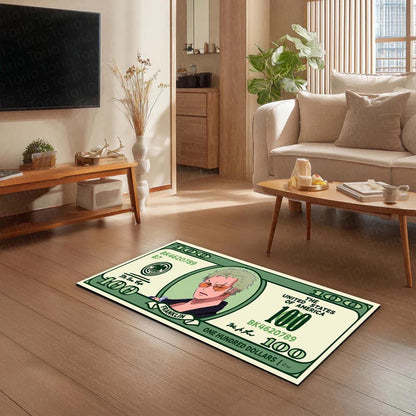 Roronoa Zoro Money Note Flat Rug | One Piece Anime Dollar Bill Inspired Bedroom Flat Rug for Gaming Room & Otaku Decor